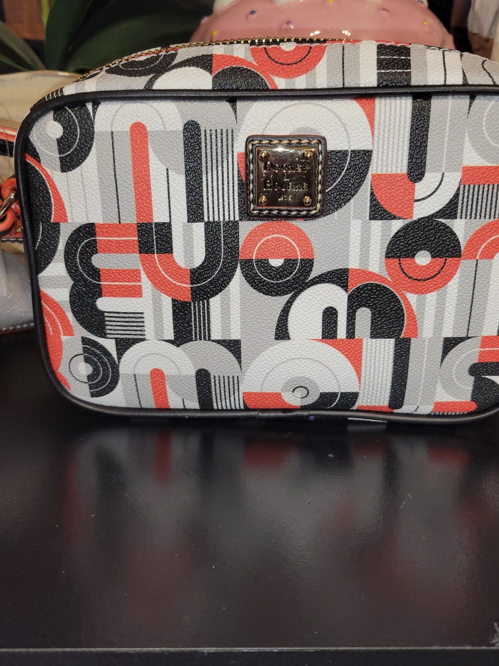Dooney & Bourke Coral, Black & White Geometric Disney Mouse Crossbody